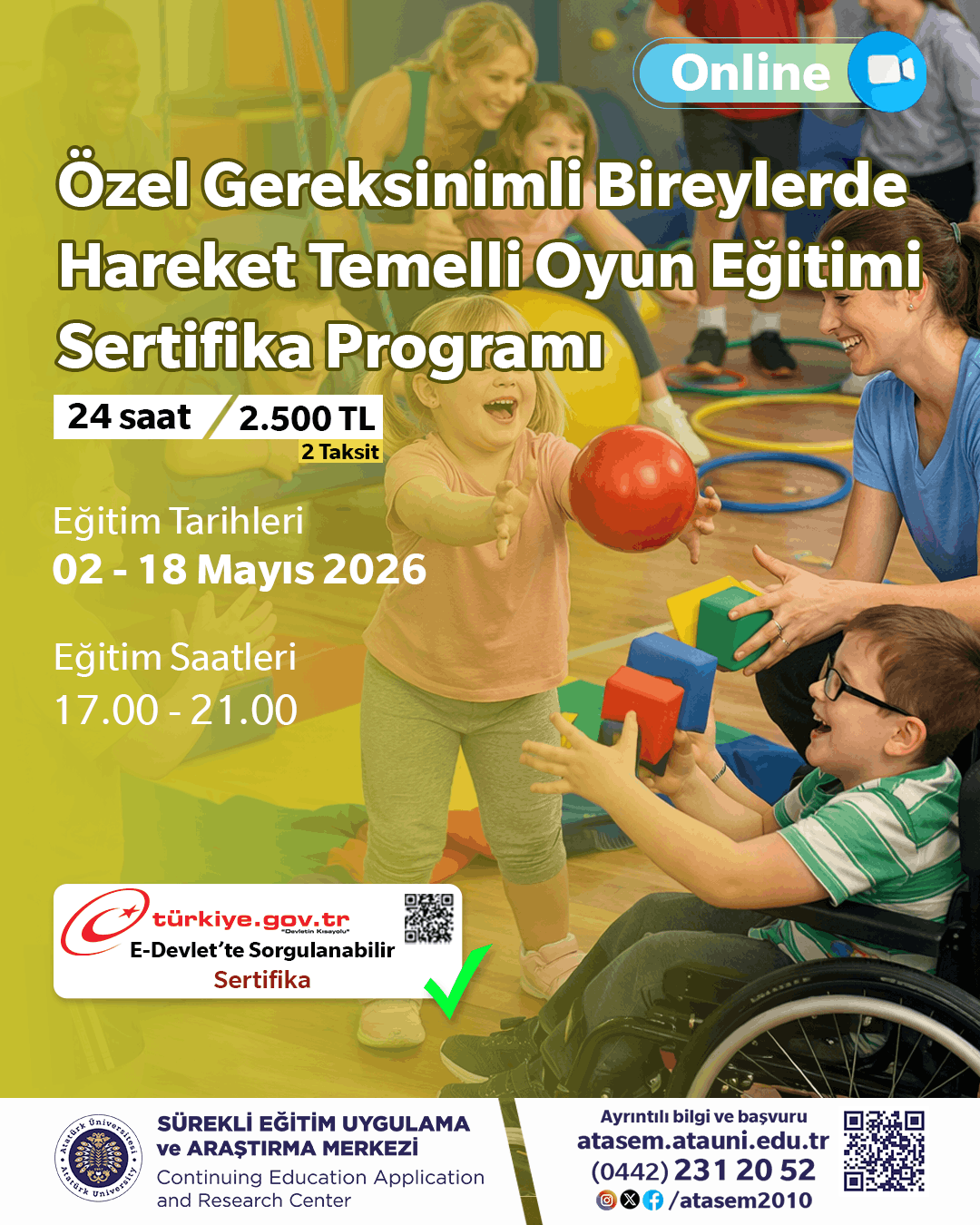 Özel Gereksinimli Bireylerde Hareket Temelli Oyun Eğitimi Sertifika Programı